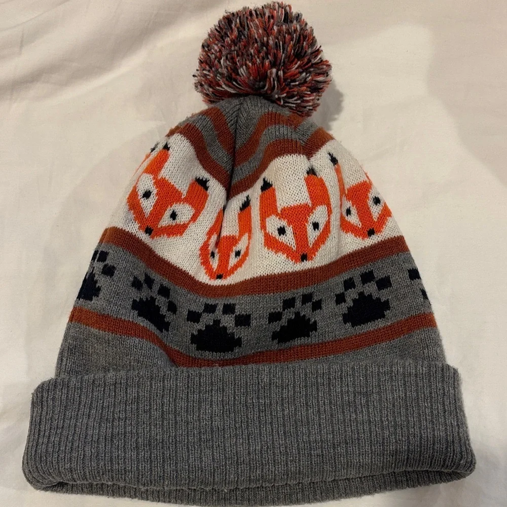 Kavu Kids' Fox Beanie in Gray and Orange